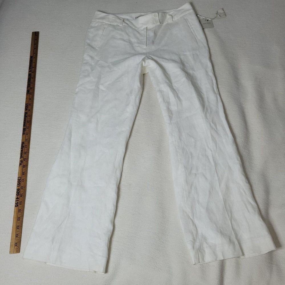 Madison Pants Womens Sz 12 - 36W x 30L White Boating Linen Beach Summer Cottage - Picture 8 of 16